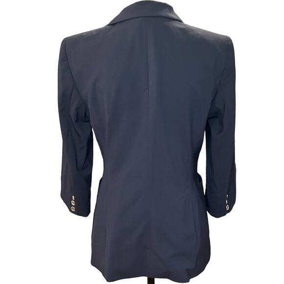 Escada Blazer Black Gold Buttons 2 Button Closure New Wool Jacket 38 Classic - Picture 2 of 9